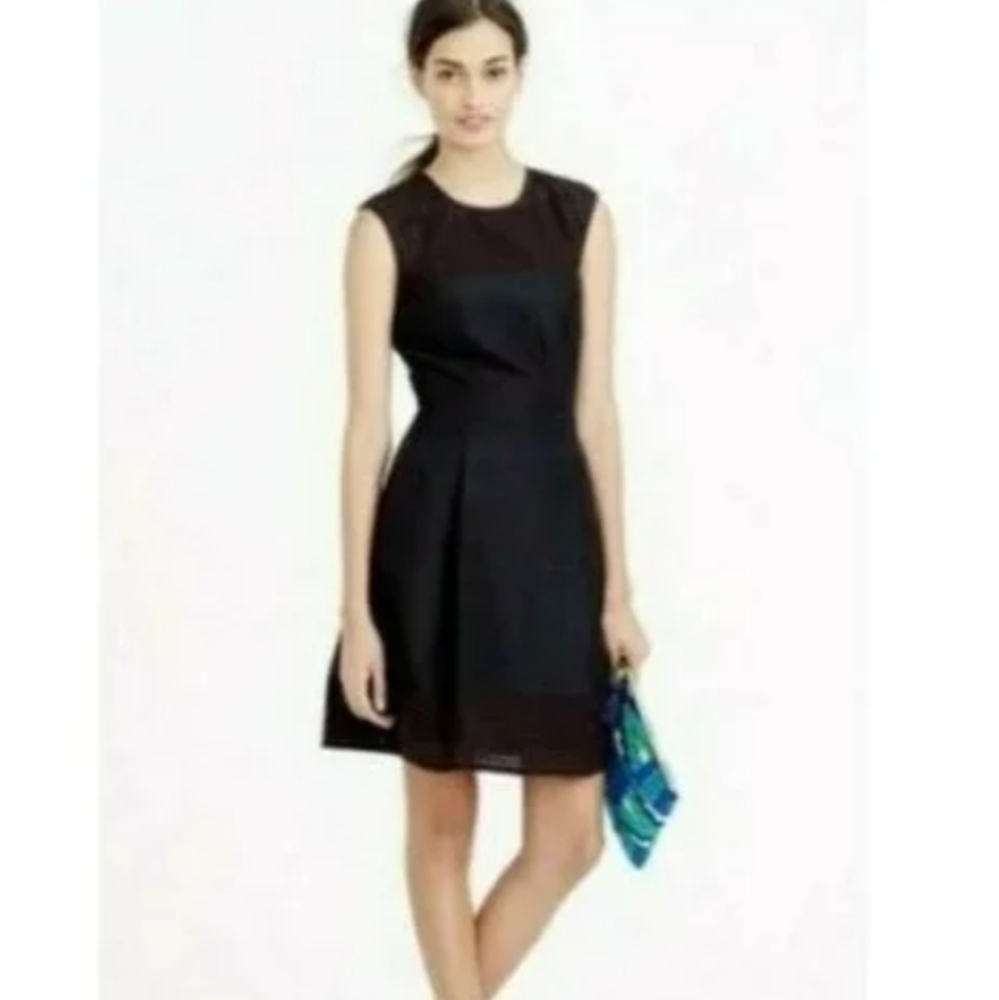 J.Crew Dress Perforated A-Line Dress Peacock Fit Flare Size 6P